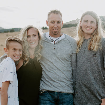 Nick Jensen, Master Builder of Spring Creek Homes, with his family in Pocatello, Idaho